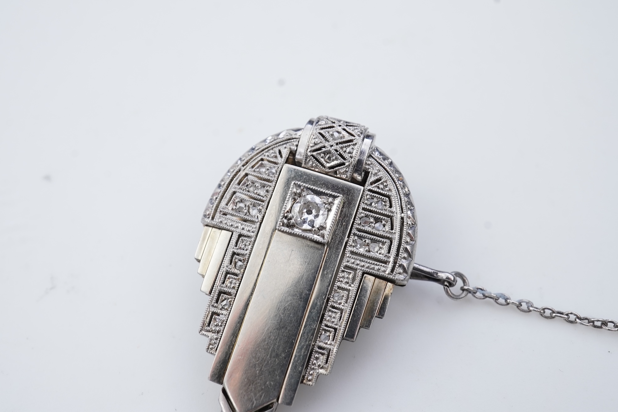 An Art Deco diamond clip brooch, 1930s